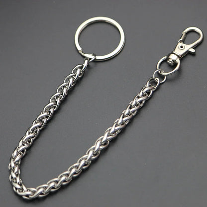 Fashion Necklace Stainless Steel Long Metal Wallet Chain Leash Pant Jean Keychain Ring Clip Men's Hip Hop Jewelry