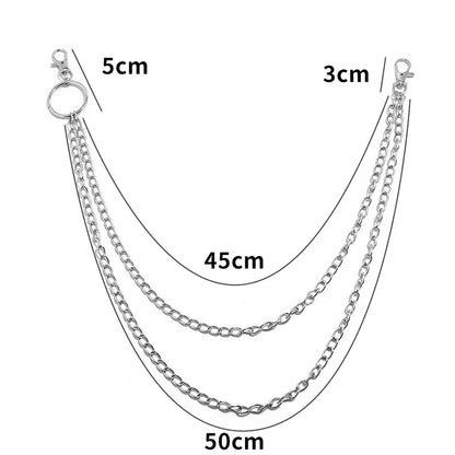 1/2/3 Size Metal Belt/Wallet Chain HipHop Rock Punk Hook Trousers Pant Waist Link Metal Wallet Chain Keychain Ring Clip Keyring Jewelry