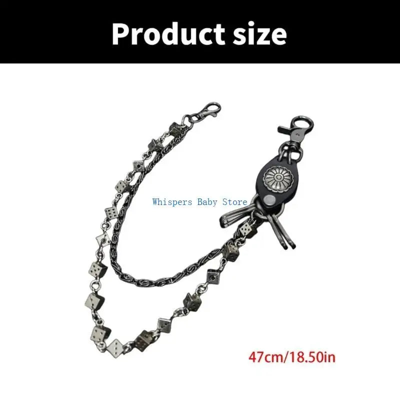 U90E Gothic Dices Link Jean Chain for Men and Women Punk Rocker Biker Styles