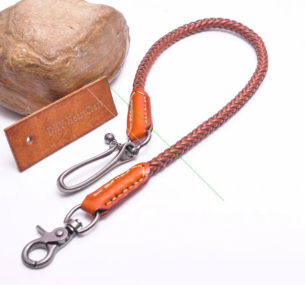Elevate Your Style with the 24" Classic Punk Biker Leather Keychain - Handmade Wallet Chain for Men