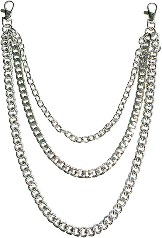 Stylish Silver Trousers Chain - Versatile Hip Hop Wallet Chain for Men and Women, Perfect for Punk and Goth Fashion