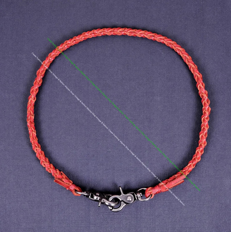 22" Trigger Biker Genuine Leather Handmade Braided Twisted Trucker Key Jeans Wallet Chain
