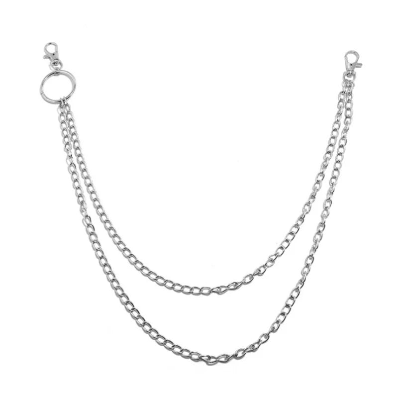1 to 3 Layers Long Metal Belt Chain Rock Punk Hook Pants Belt Metal Wallet Chain Keychain Ring Key Ring