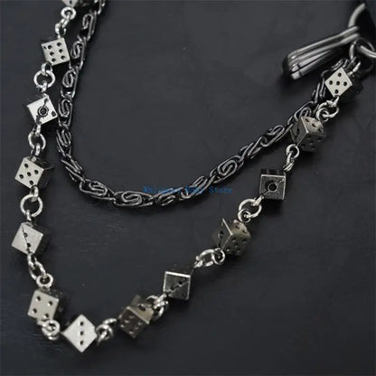 U90E Gothic Dices Link Jean Chain for Men and Women Punk Rocker Biker Styles