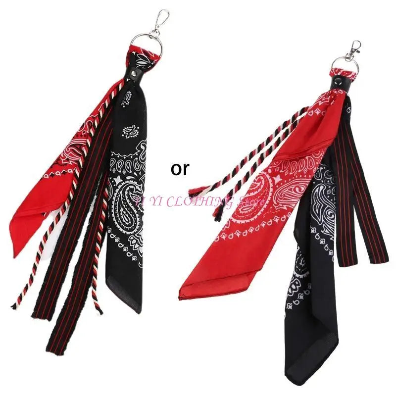 N5KF Unisex Hip Hop Paisley Bandana Kerchief Wallet Chain Rock Punk Ribbon Biker Headscarf Metal Keychain Bags Pants Jewelry