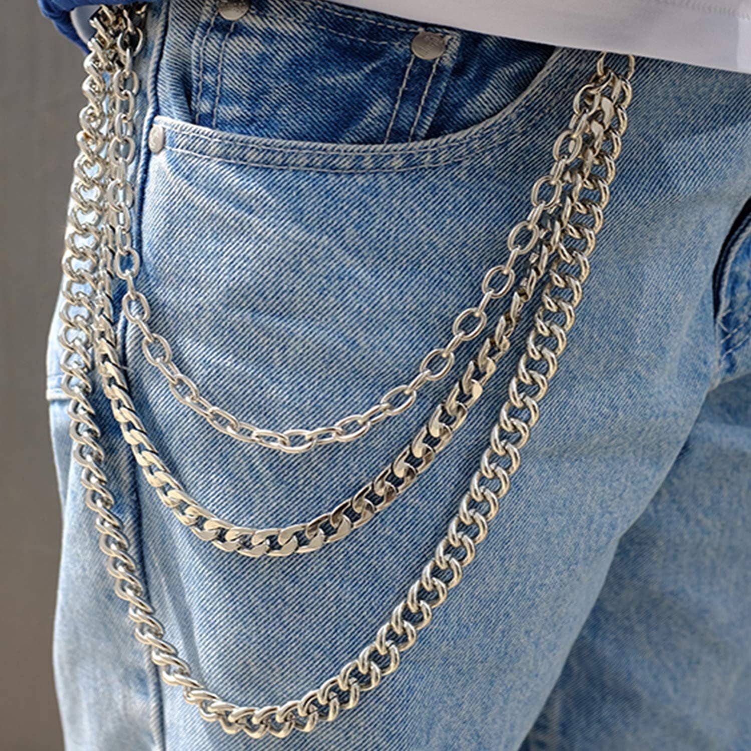 Stylish Silver Trousers Chain - Versatile Hip Hop Wallet Chain for Men and Women, Perfect for Punk and Goth Fashion
