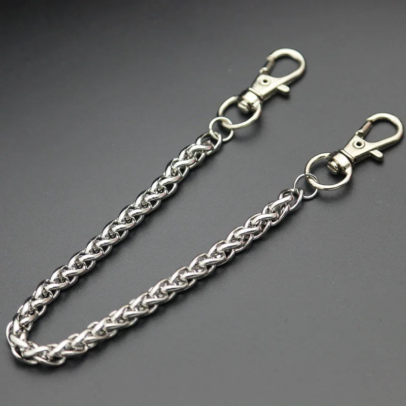 Fashion Necklace Stainless Steel Long Metal Wallet Chain Leash Pant Jean Keychain Ring Clip Men's Hip Hop Jewelry