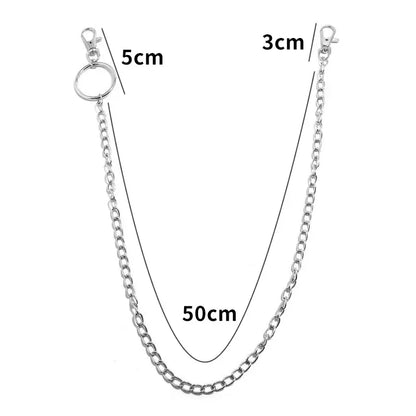 1/2/3 Size Metal Belt/Wallet Chain HipHop Rock Punk Hook Trousers Pant Waist Link Metal Wallet Chain Keychain Ring Clip Keyring Jewelry
