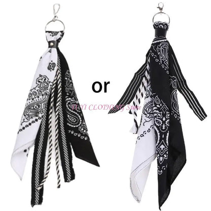 N5KF Unisex Hip Hop Paisley Bandana Kerchief Wallet Chain Rock Punk Ribbon Biker Headscarf Metal Keychain Bags Pants Jewelry