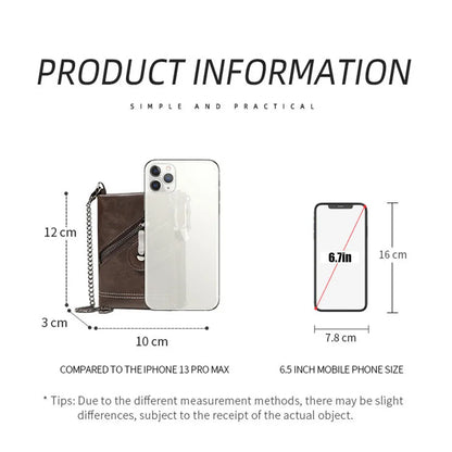 Classic retro Men's Chain Wallet RFID Anti-Theft Men's Leather Wallet Double Zipper Coin Purse Credit Card Holder for Men