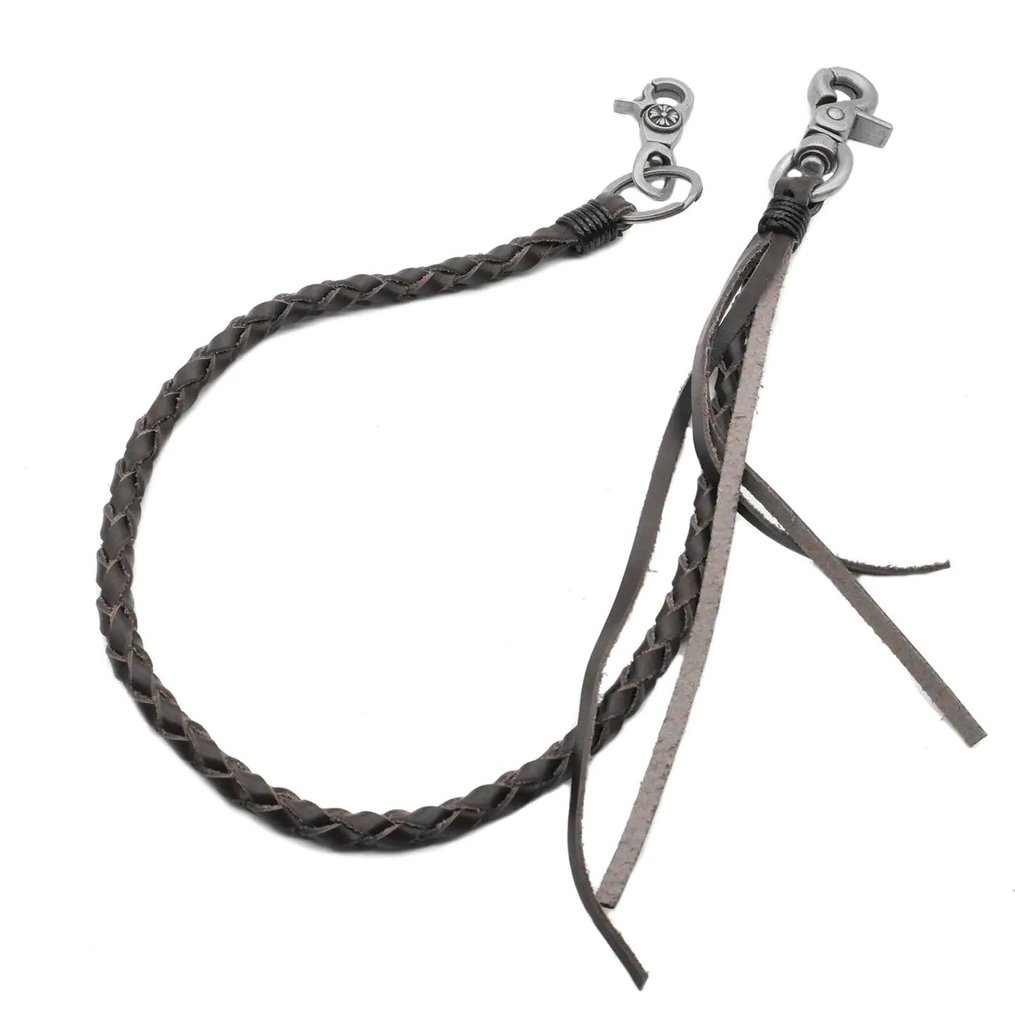 UNIQSUM Braided Genuine leather wallet chain Biker Punk Key chains (A C Brown)