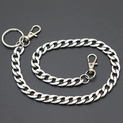 Long Metal Wallet Chain Leash Pant Jean Keychain Ring Clip Men's Hip Hop Stainless Steel Jewelry