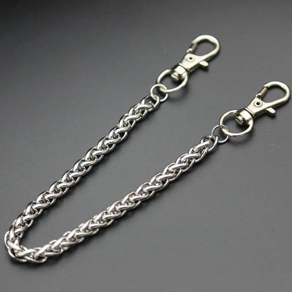 Fashion Necklace Stainless Steel Long Metal Wallet Chain Leash Pant Jean Keychain Ring Clip Men's Hip Hop Jewelry