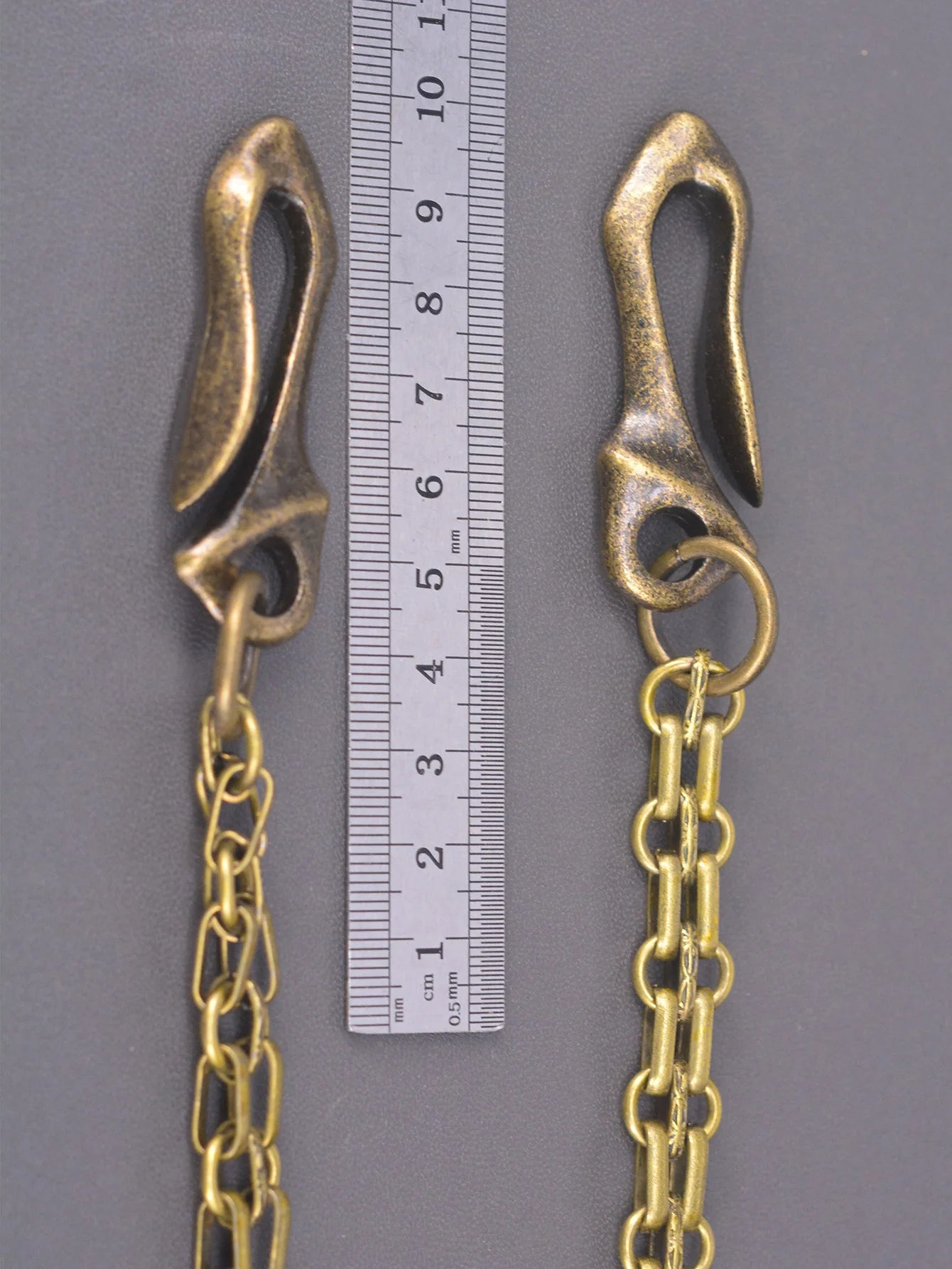 23 inch Hip pop bronze  trousers biker jean pant 12mm watch strap chain keychain double dragon claw bone belt U hook EDC