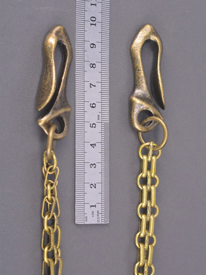 23 inch Hip pop bronze  trousers biker jean pant 12mm watch strap chain keychain double dragon claw bone belt U hook EDC