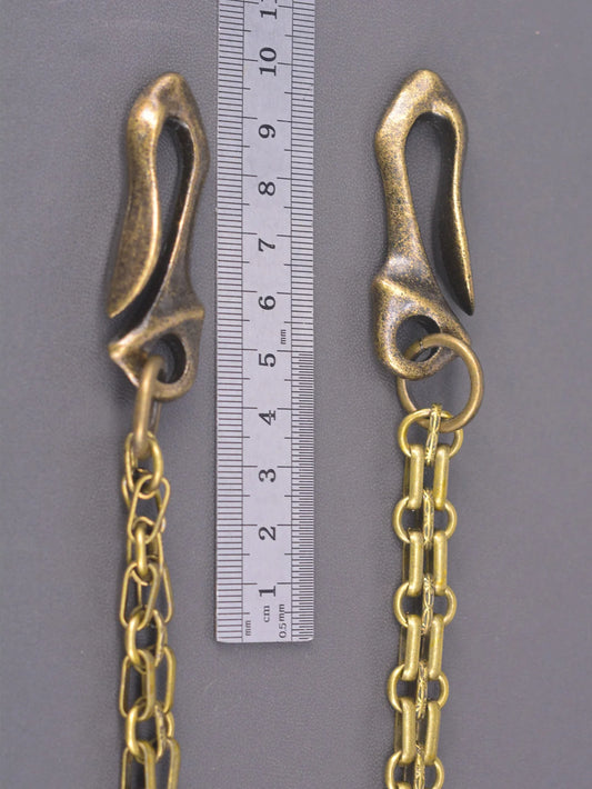 23 inch Hip pop bronze  trousers biker jean pant 12mm watch strap chain keychain double dragon claw bone belt U hook EDC