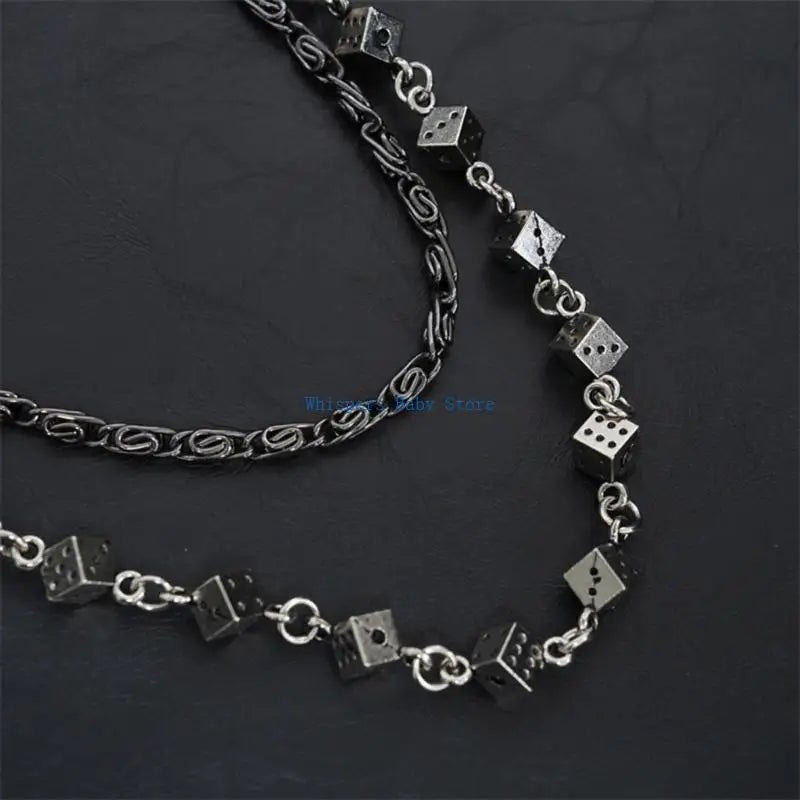 U90E Gothic Dices Link Jean Chain for Men and Women Punk Rocker Biker Styles