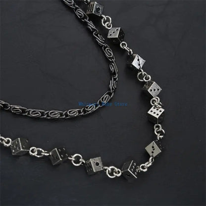 U90E Gothic Dices Link Jean Chain for Men and Women Punk Rocker Biker Styles