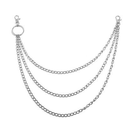 1 to 3 Layer Long Metal Belt Chain Rock Punk Hook Trousers Pant Waist Link Metal Wallet Chain Keychain Ring Clip