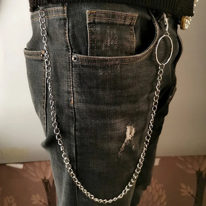 1 to 3 Layer Long Metal Belt Chain Rock Punk Hook Trousers Pant Waist Link Metal Wallet Chain Keychain Ring Clip