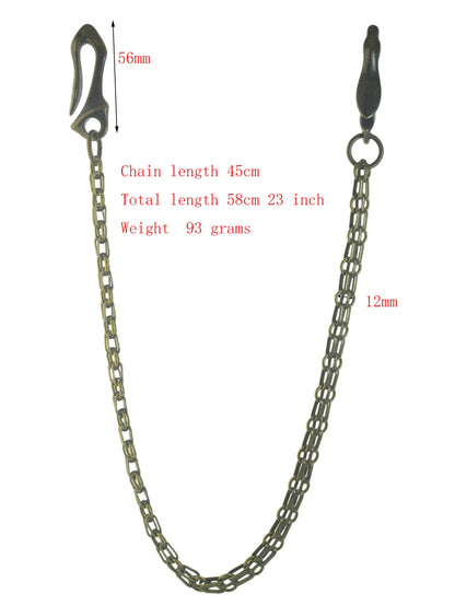 23 inch Hip pop bronze  trousers biker jean pant 12mm watch strap chain keychain double dragon claw bone belt U hook EDC