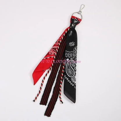 N5KF Unisex Hip Hop Paisley Bandana Kerchief Wallet Chain Rock Punk Ribbon Biker Headscarf Metal Keychain Bags Pants Jewelry