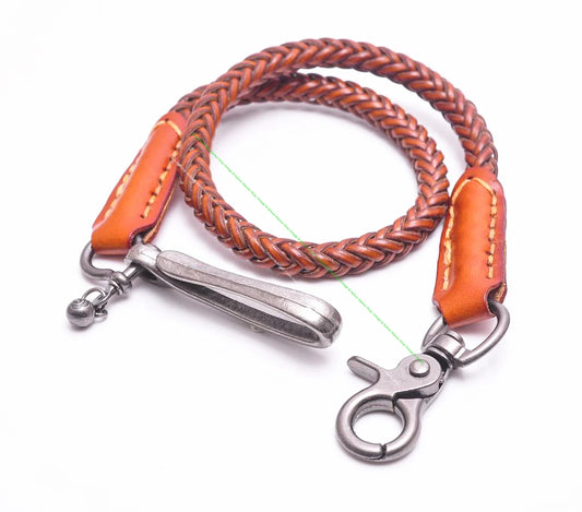 Elevate Your Style with the 24" Classic Punk Biker Leather Keychain - Handmade Wallet Chain for Men