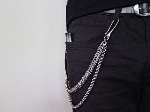 Punk Pants Jean Chain for Women Belt Chains for Jeans Silver Pants Chain 2 Layer Chains for Pants Pocket Wallet Chains for Men